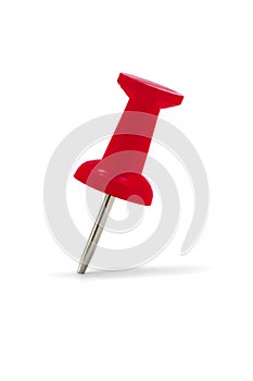 Red Thumbtack Pin Macro Isolated Closeup photo