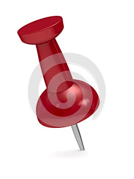 Red thumbtack on white background