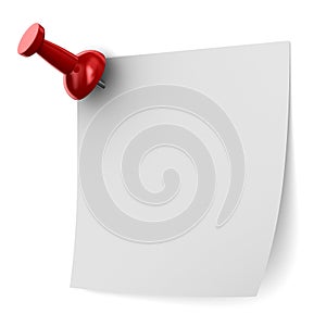 Red thumbtack on white background