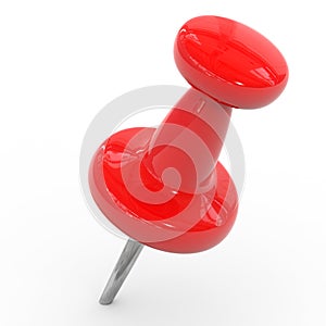 Red thumbtack on a white background.