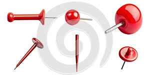 Red Thumbtacks on White Background for Creative Projects