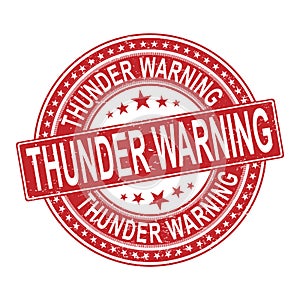 Red Thunder Warning round red stamp text on white background