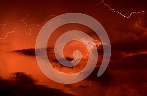 Red thunderstorm background.