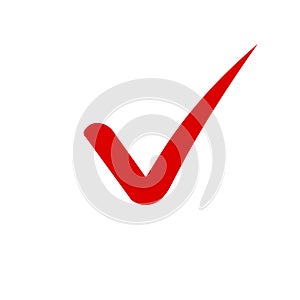 Red tick or checkmark icon. Check mark icon in flat style on isolated background. Cartoon tick checkmark icon. vector