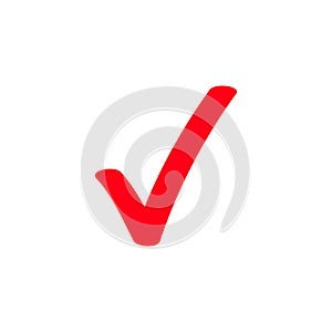 Red tick marker checkmark vector icon