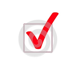 Red tick marker checkmark vector square box icon