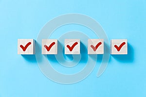 Red tick marking on checklist