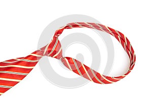 Red tie knot on white background