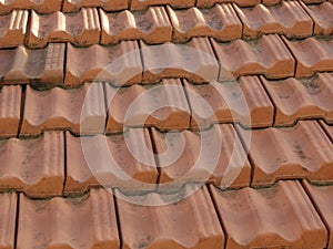 Red tile roof background