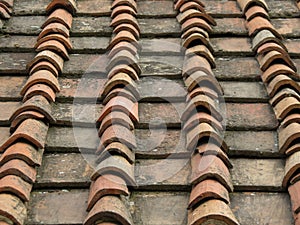 Red tile roof background