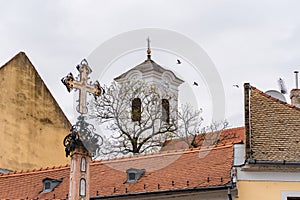 Red tile roofs of old cite in Szentendre, Hungary