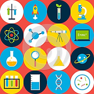 Red Tile Science Background with Circles