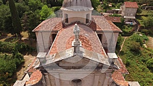 Red tiled roof of the Church of the Our Lady Birth in Prcanj