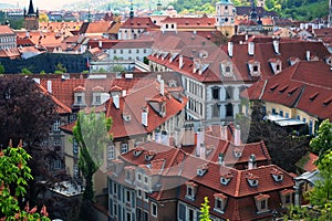 Red tiled roofs of medieval Prague