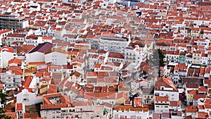 Red tiled roofs of the town of Nazare in Portugal