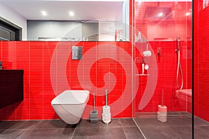 Red tiles on the wall