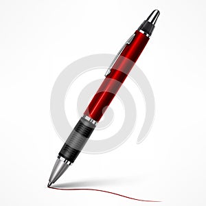 Red tilt pen on white