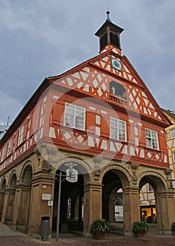 Red Timber Framed Building in Esslingen, Germany