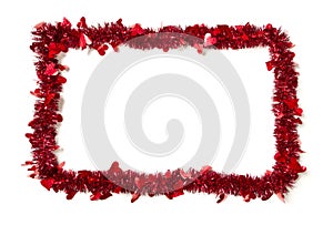 Red Tinsel with Hearts Border Frame