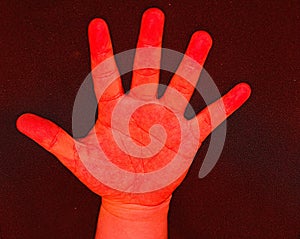 Red Tint Fingers & Hand Print Style Wall Paper Background