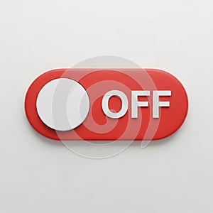 Red Toggle Switch In The OF Position With White Circle On White Background button slider