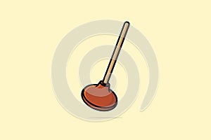 Red Toilet Plunger vector illustration. Cleanliness object icon design concept. Toilet cleaner plunger vector design with shadow