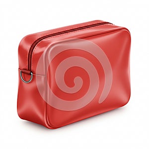 Red Toiletry Bag Isolated on White