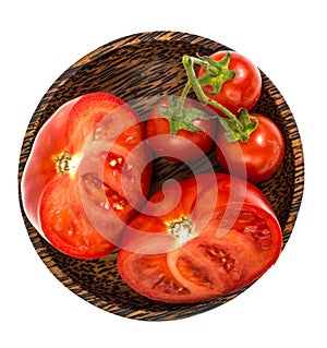 Red tomato, cut in half