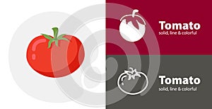 red tomato flat icon, tomato simple, line icon