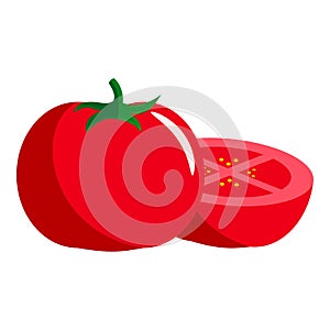 Red Tomato With Half Slice of Tomato