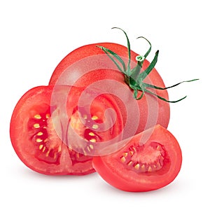 red tomato isolated on white background with clipping path