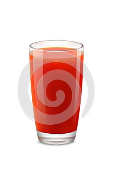 Red tomato juice in glass