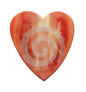 Red tomato love heart shape