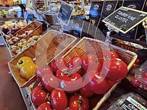 Red tomato for sale in the supermarket