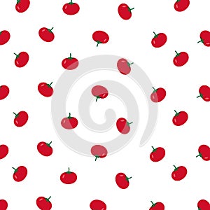 Red tomato, seamless background pattern, vector illustration