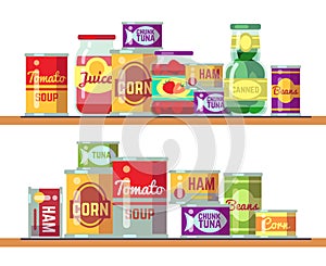 Red tomato soup and canned food vector illustration