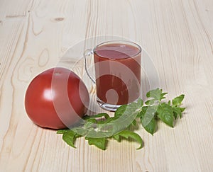 Red tomato and tomato juice