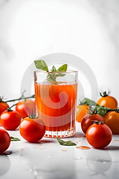 Red tomatoes arranged on a white background. The tomatoes are evenly arranged.