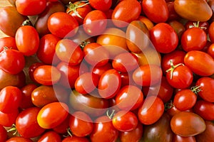 Red tomatoes background. Top view. Fresh organic tomatoes as background, closeup.