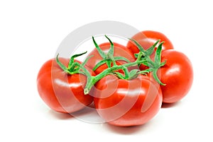 Red tomatoes isolated on white background