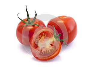 Red tomatoes isolated on white background