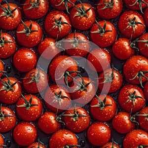 Red tomatoes seamless pattern. Tomatoes organic food background.
