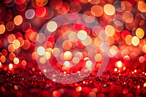 Red tone blurred bokeh light background