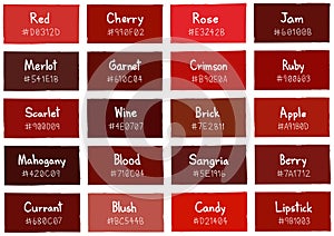 Red Tone Color Shade Background with Code and Name