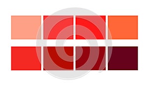 Red Tone Color Shade and Ligths palette for cartoon design. Template to pick color swatches