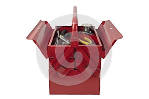 Red toolbox front with tools