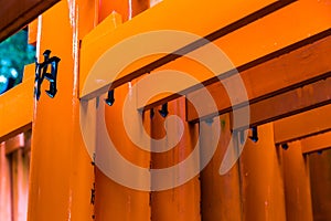 Red tori gate in Fushimi inari shrine