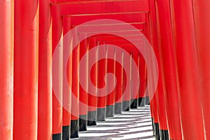 Red Torii gate, Japan, Gateways entrance to Shinto shrines and famous tourist landmark, Torii gate tranditional Japan landmark