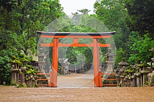 Red torii gate, Kasuga Taisha Shrine, Nara, Japan