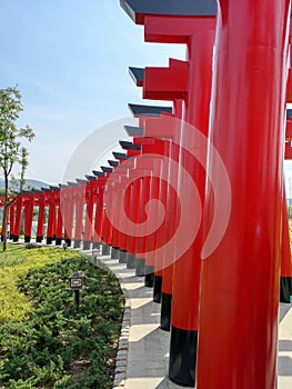 Red Torii pole tunnel at Chiang mai, Thailand